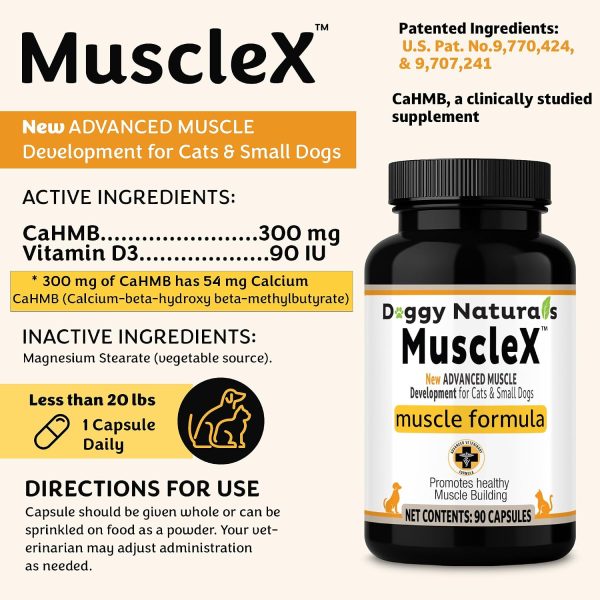 MuscleX Canine Muscle Formula – 300 mg CaHMB Vitamin D3 (90 Caps)-1